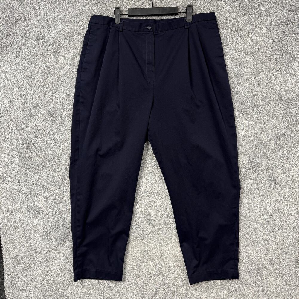 Vtg 90s Lands End Chino Pants Womens 20W 38x27.5 Plus Blue Pleated Tapered Leg